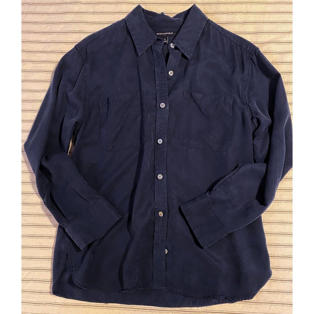 Banana Republic Utility Shirt, Preppy Navy, Size SMALL